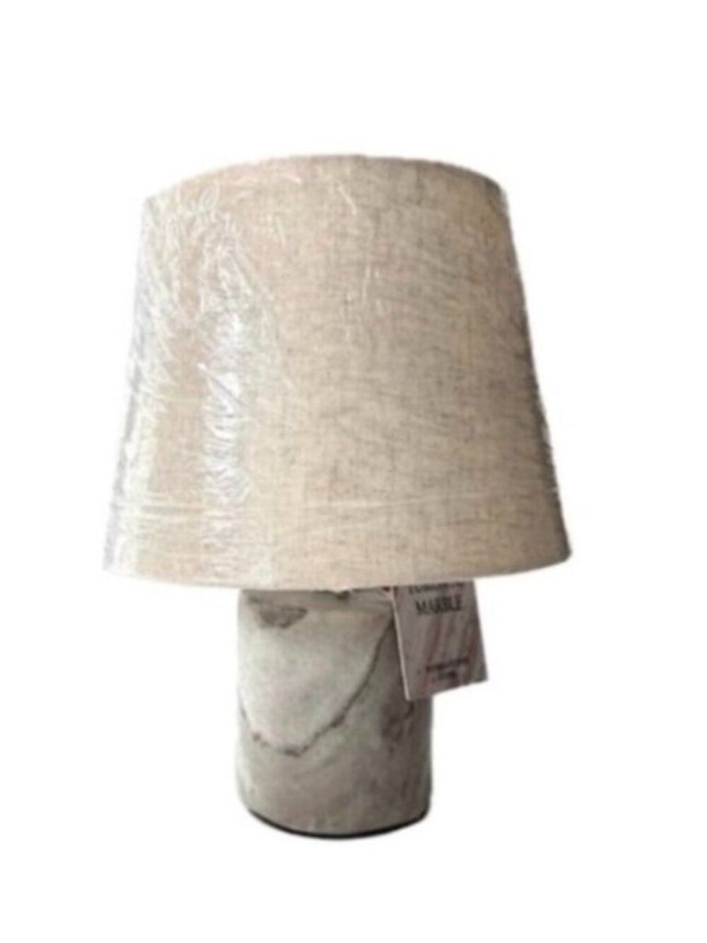 Mini Table Lamp Contemporary Marble Base Beige Linen Shade  NEW